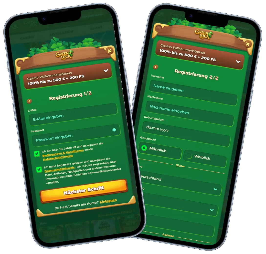 GreenLuck Casino Registrierung: Konto in wenigen Schritten eröffnen
