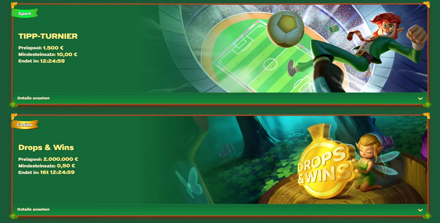GreenLuck Casino Turniere: Dotierungen von 100 € bis 2.000.000 € im Überblick